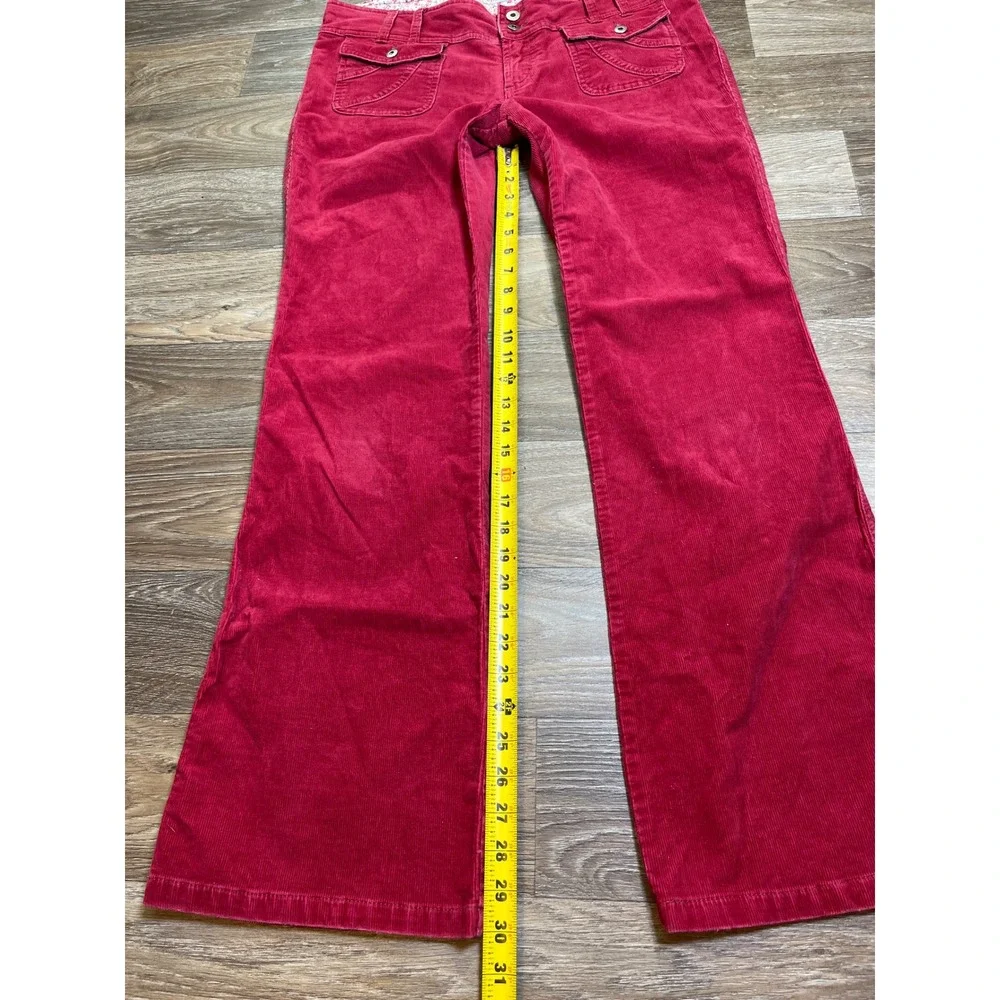 Y2K SO Wear It Declare It Red Corduroy Flare Leg Pants 2000s Low Rise Boho Sz 13